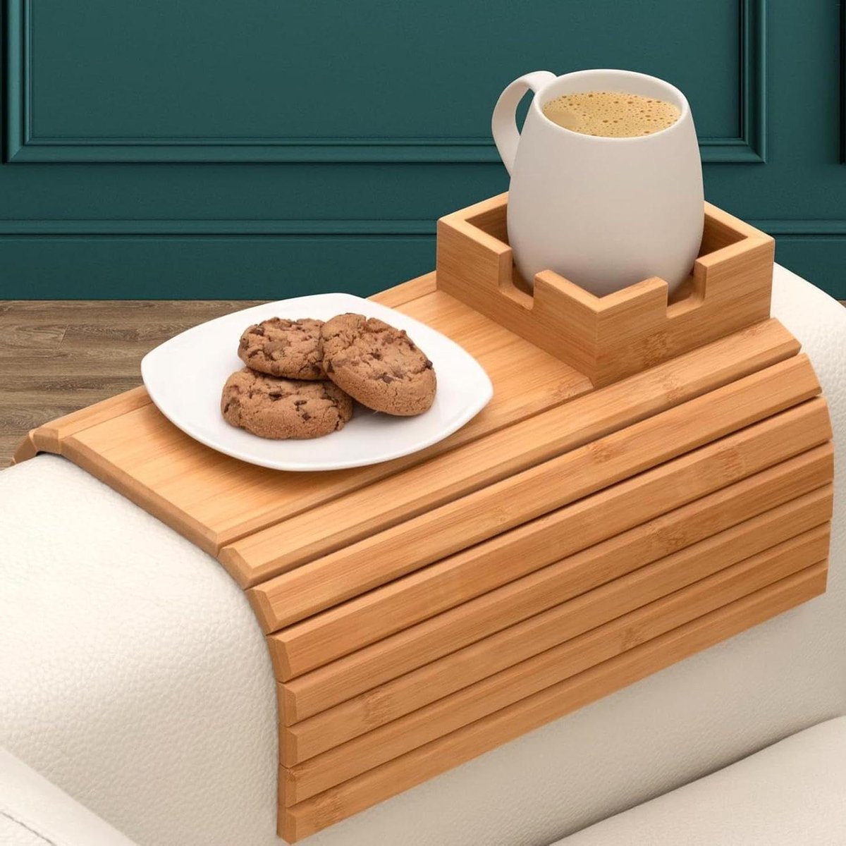 Bank Tafel - Armsteun Organizer - Drankjes Plaatsen - Vouwbaar Ontwerp - 11.2cm Breed - Houtkleur