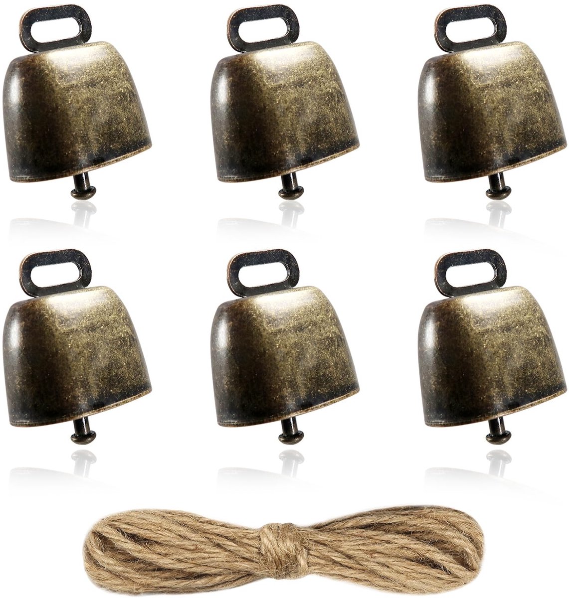 BRENZOOS- Bellen 6 Stuks - Vintage Bronzen Bellen - IJzeren Bellen - Decoratie Bellen - DIY Bellen - Afmetingen 35mm - Decoratiebel