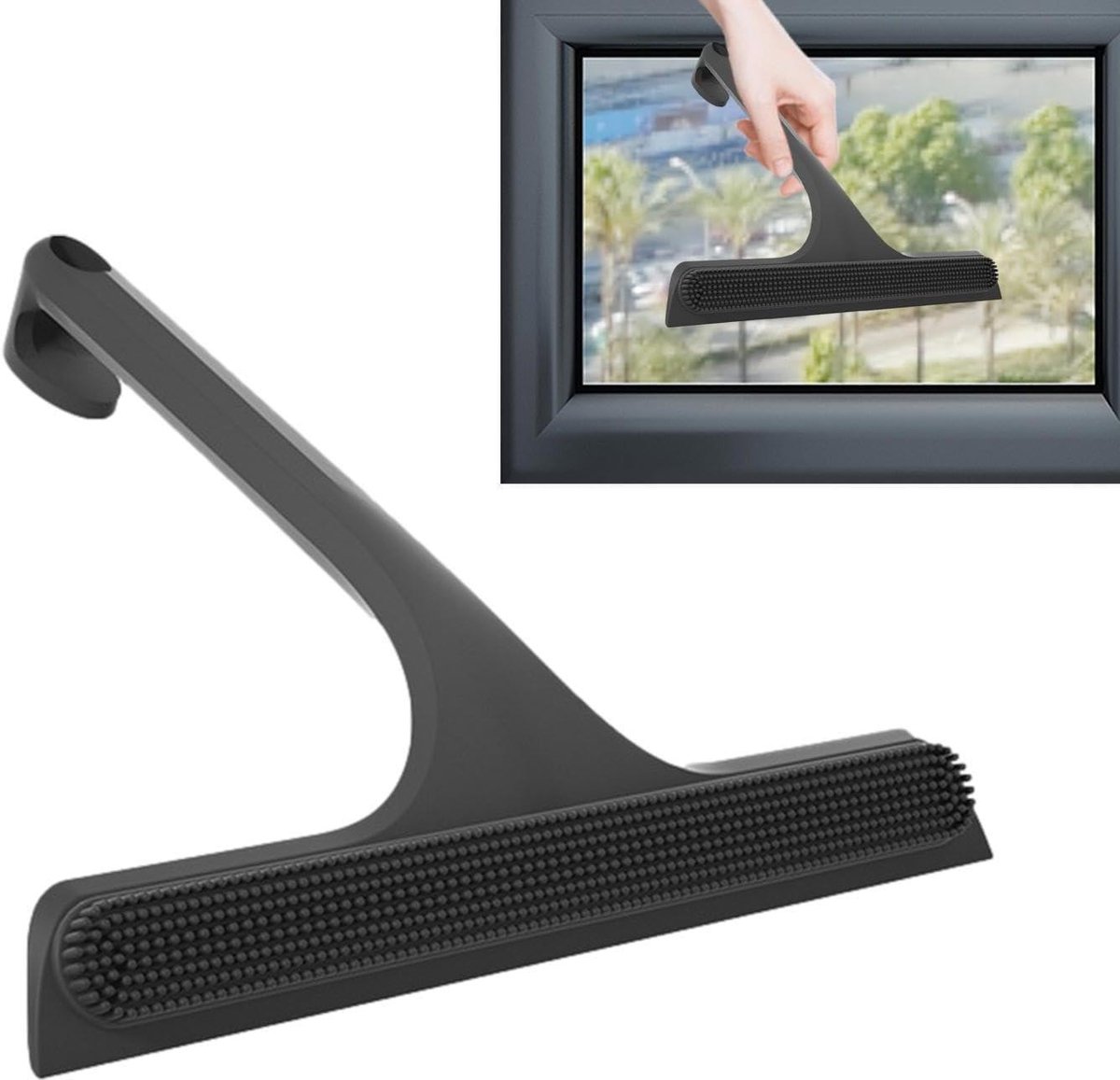 Raamaftrekker - Glaswisser - Douche reinigen - Streepvrije afwerking - 1122 inch - Zwart