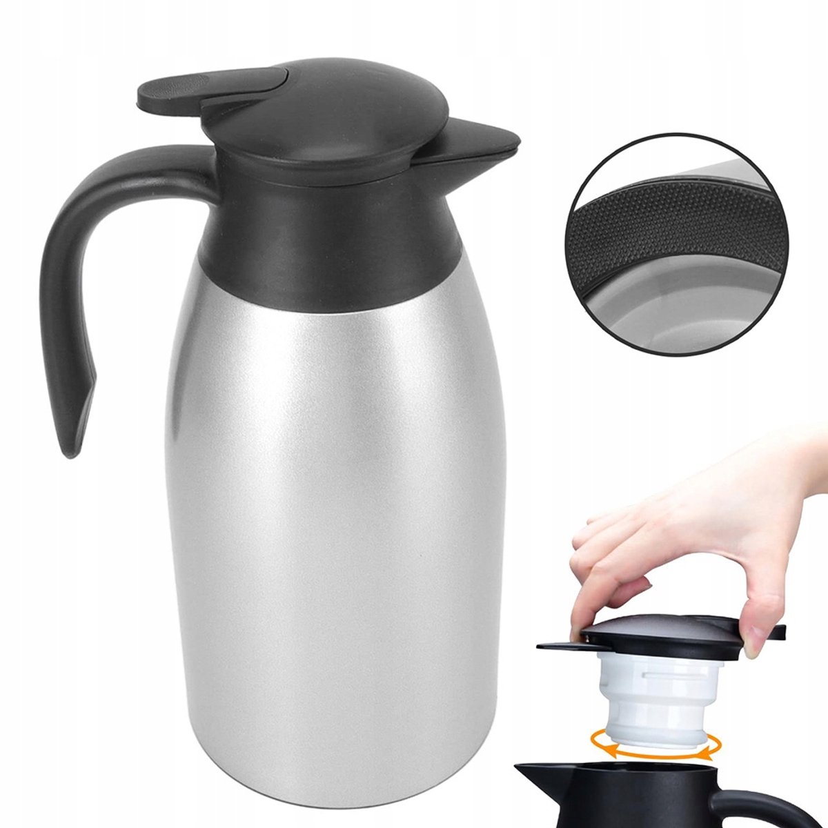 RVS Thermoskan 2L - Lekvrij & Warmhoudend voor Koffie & Thee