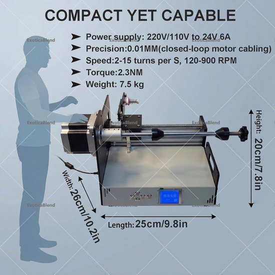Automatische Wikkelmachine - Spoel Wikkelaar - Precisie Wikkelen - Intelligent Programma - 30x25x25cm - Grijs — afbeelding 5