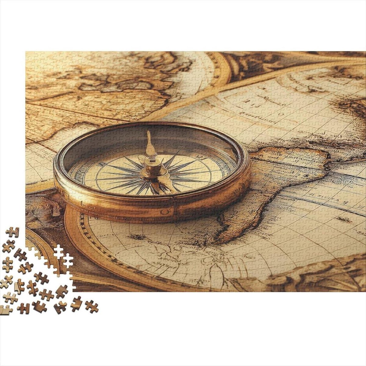 Papier Puzzel - Landkaart Puzzel - Ontspanning en Educatie - Vintage Stijl - 1000 Stukjes - Antiek