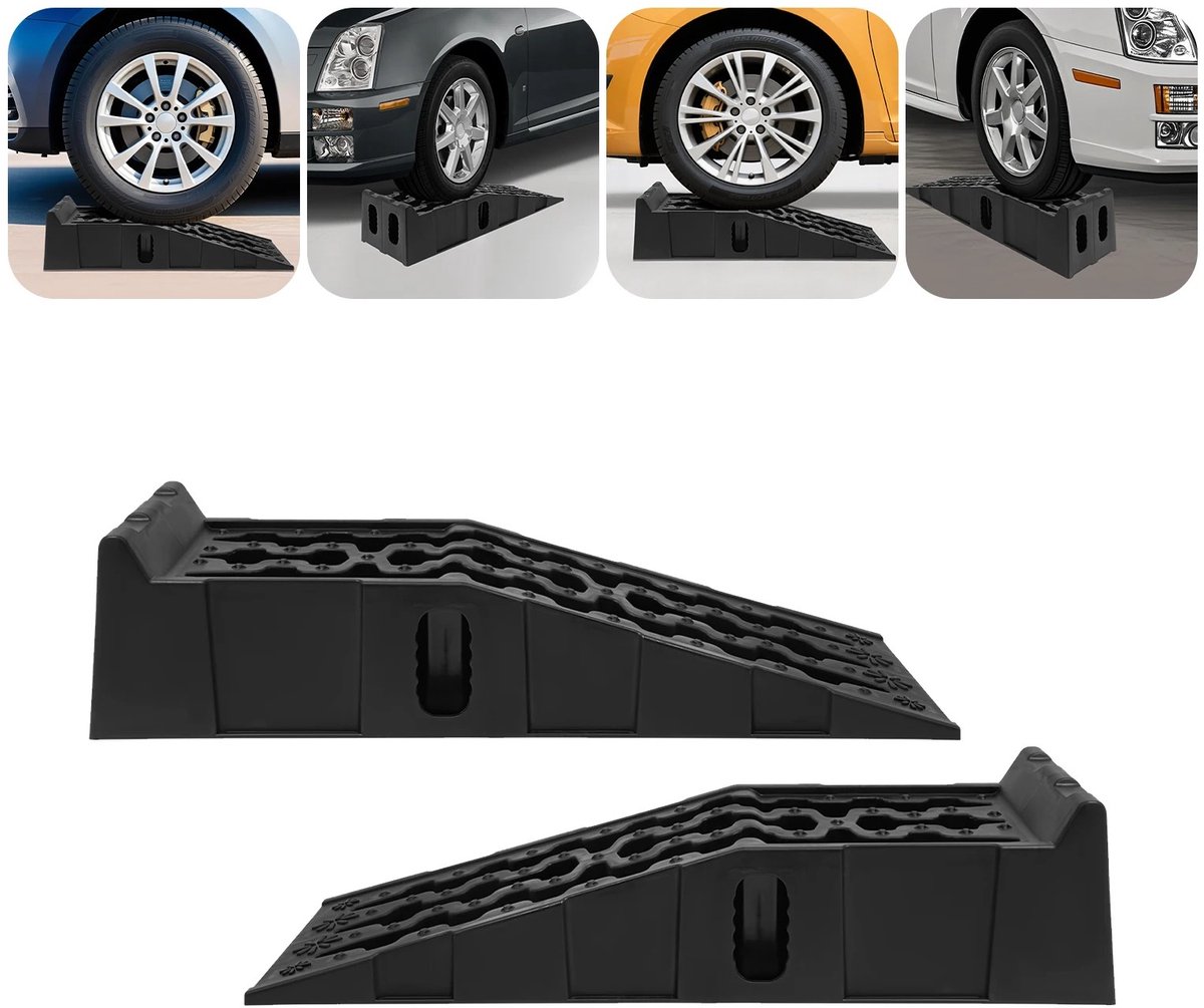 Dailygoods 2 stuks auto-oprijplaten, 5T zware auto-oprijplaat, hefhoogte 17,5 cm antislip auto-oprijplaat voor oliewisse