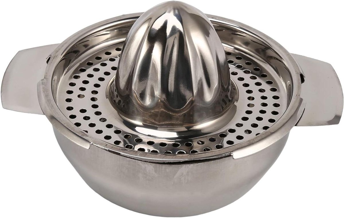 Citruspers - Sapcentrifuge - Vers sap maken - Roestvrijstalen pers - 17 cm - Zilver