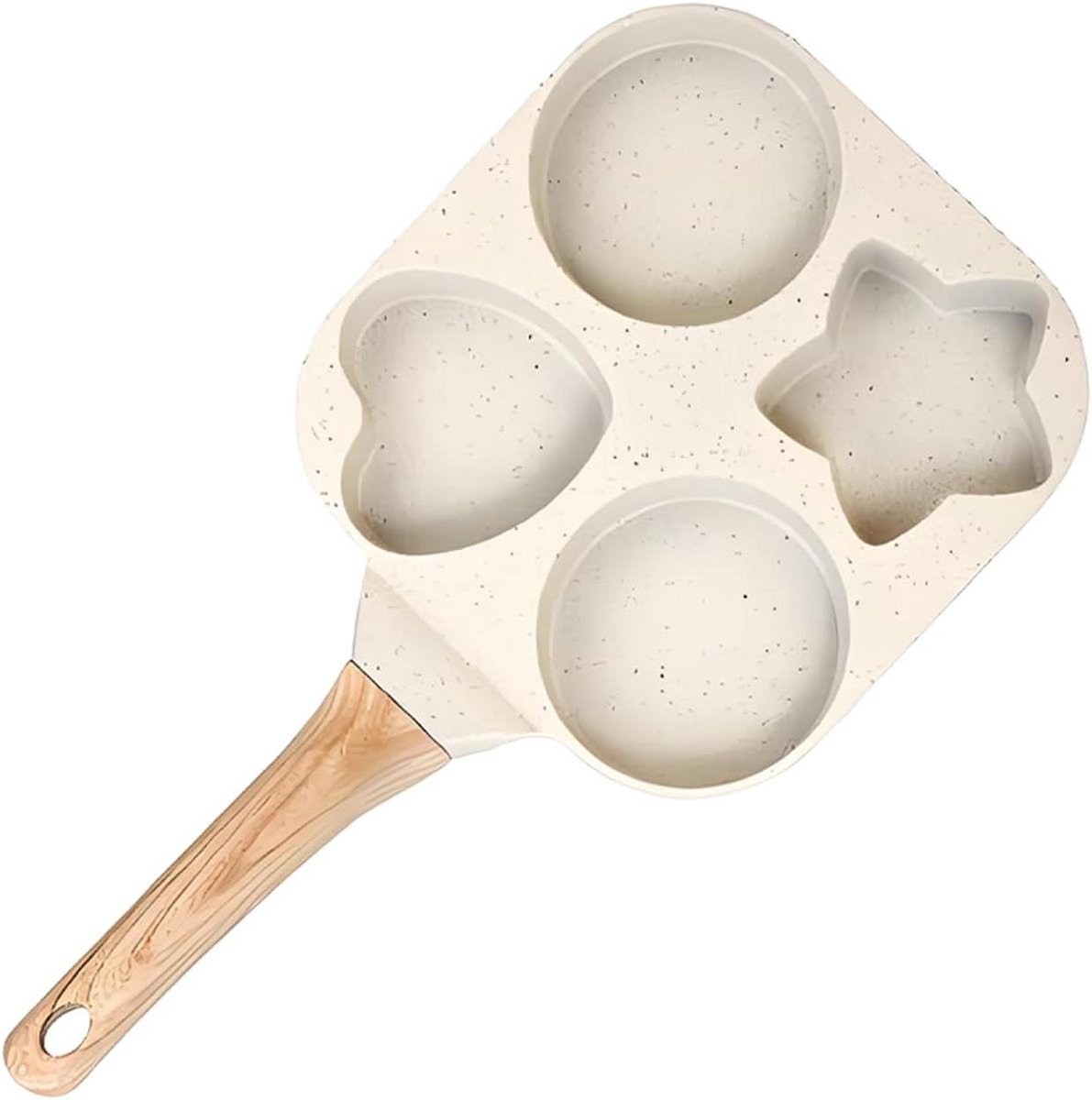 Pannenkoekenpan met glazen - Ontbijt pan - Handig koken - Ster en hartvorm - 20 x 40 cm - Crèmekleurig