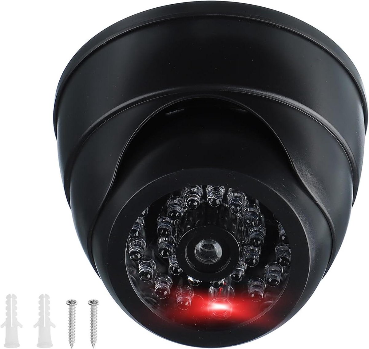 Nep Beveiligingscamera - Dummy Camera Dome - Woning Beveiligen - Knipperend Rood LED - 10x10x8 cm - Zwart