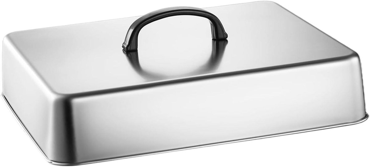 RVS Deksel Stoomkap Kookplaat Gelijkmatig Koken Hittebestendig Handvat 35 x 25 cm Zilverkleurig