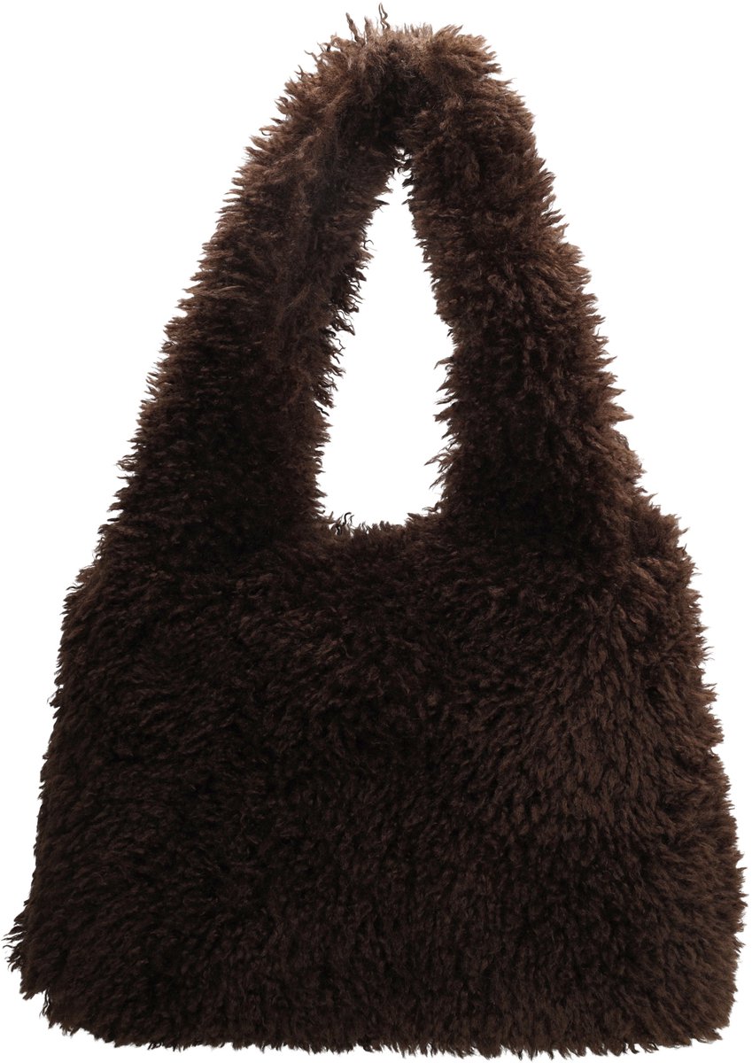 Beagles El Rio Schoudertas - Fluffy Tas - Shopper - Achterritsvak - Ritssluiting - Dames - Donkerbruin