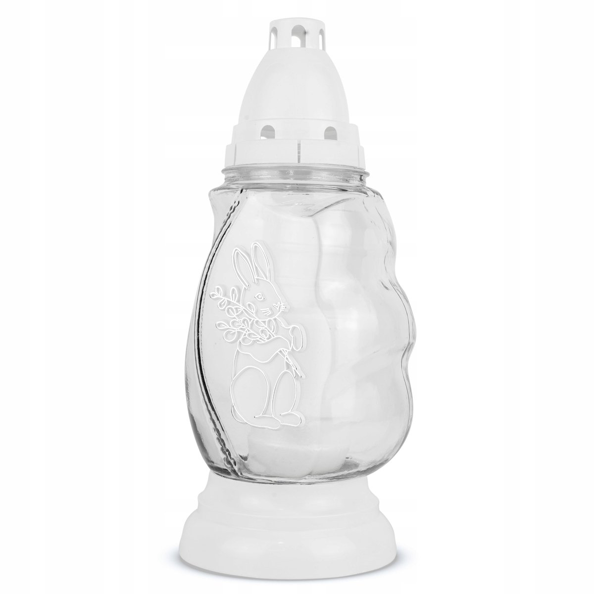 Paas Znicz met Konijn 28 cm Wit - Decoratieve Graflicht met Brandstof