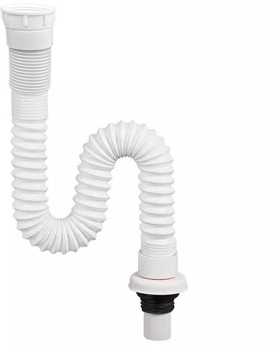 Dailygoods- Wastafelsifon Flexibel - Afvoerslang - Afvoerstop - Kunststof - Uittrekbaar 320-780 mm - Eenvoudige installatie - Afvoer