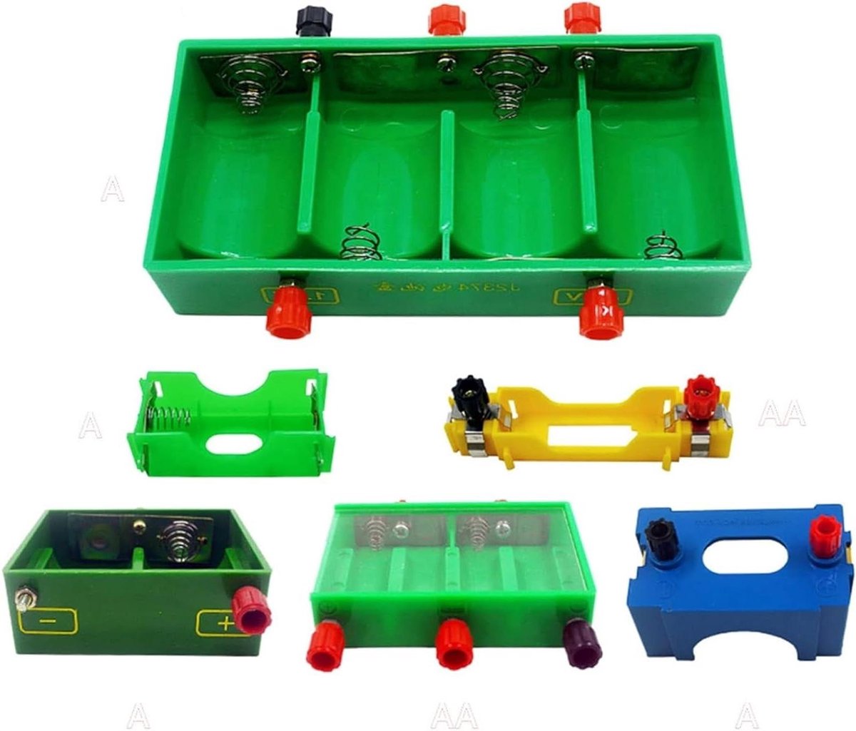 Batterijhouders Set - AA A Houder - Elektrische Experimenten - Met Draadconnector - 5 Stuks - Zwart