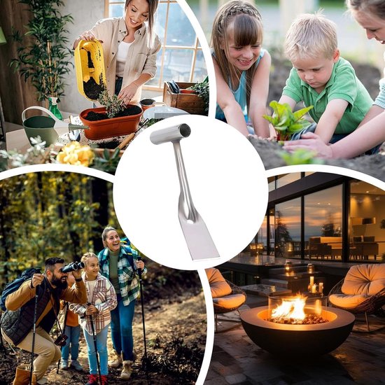 Roestvrijstalen tuinschep, roestvrijstalen multifunctionele schoppen - draagbaar onkruidgereedschap met handvat, lichtgewicht tuinaccessoires voor verplanten van TAMO طرق — afbeelding 4