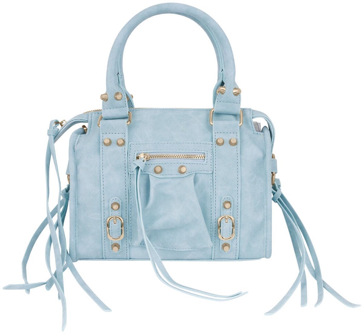 Spring accent fringe tas - Blauw