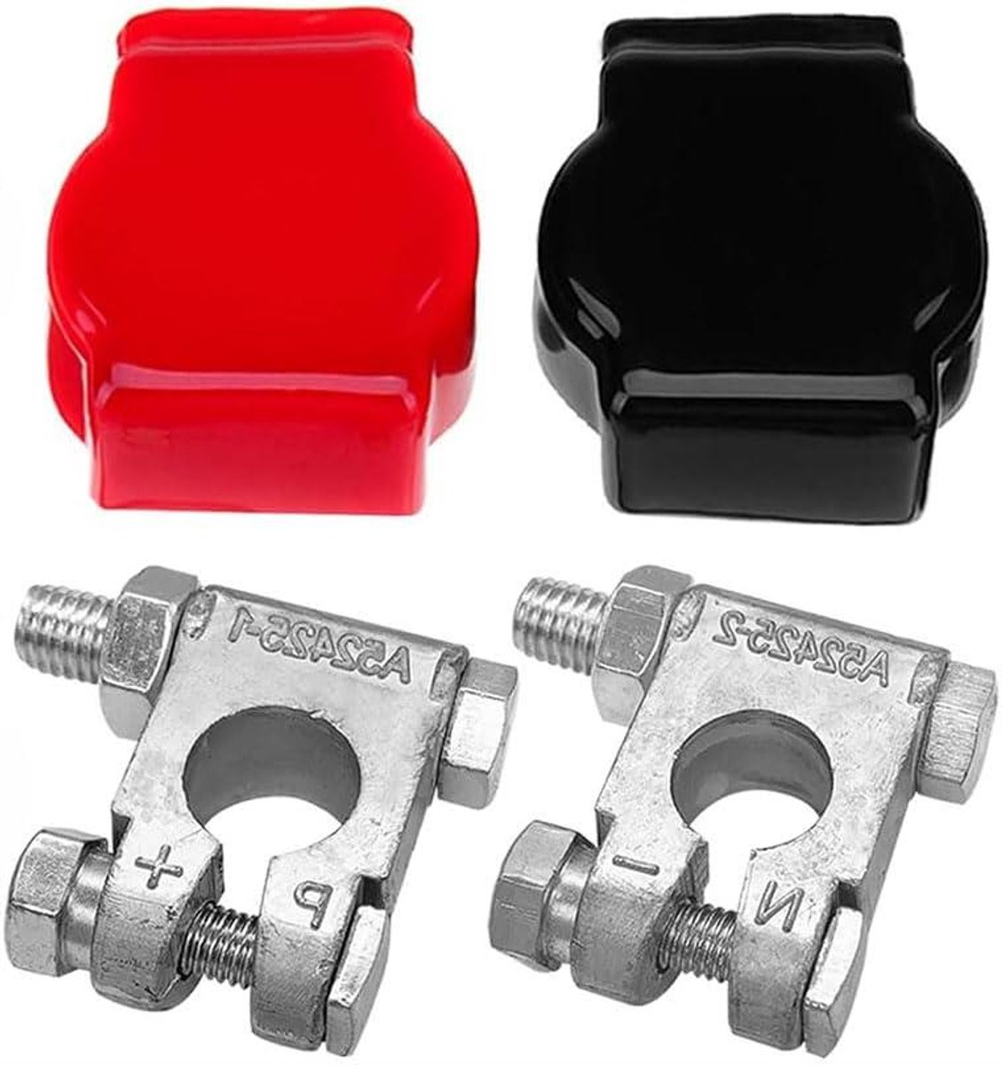 Batterij Terminal Connectors - Paar Terminals - Voertuig Onderhoud - Zinklegering Materiaal - 2 Stuks - Zilver