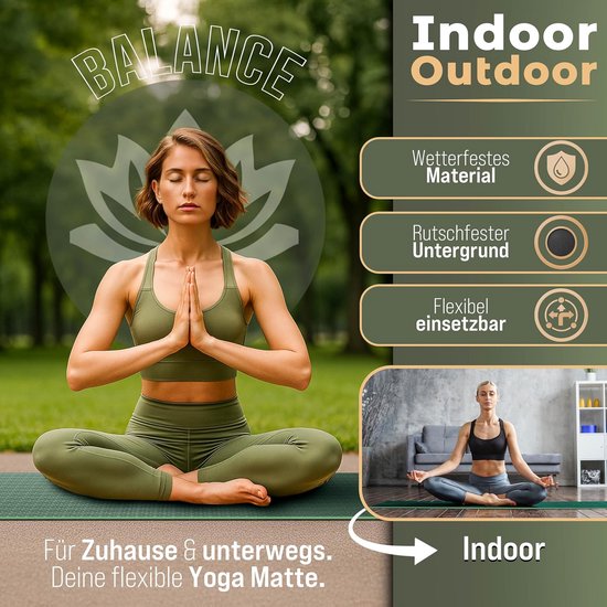 Yogamat - Fitnessmat Trainingsmat - Sporten en Ontspannen - Ftalaatvrij TPE Materiaal - 183 x 61 cm - Donkergroen van Yogamat — afbeelding 5