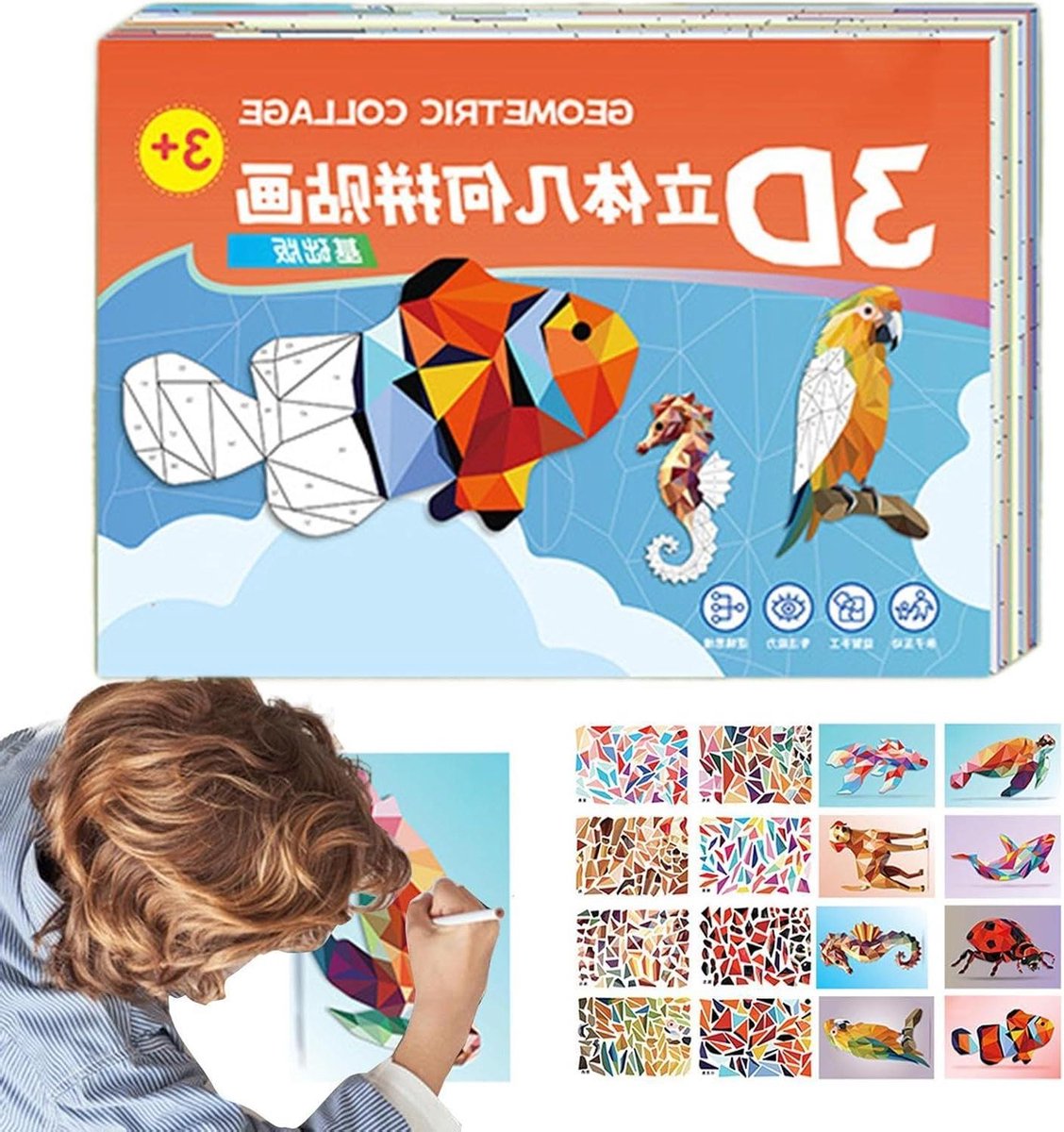 Collage Puzzel Set - Papier Vormen - Creatief Knutselen - Flexibel Vormbaar - 27 x 19 cm - Multicolor