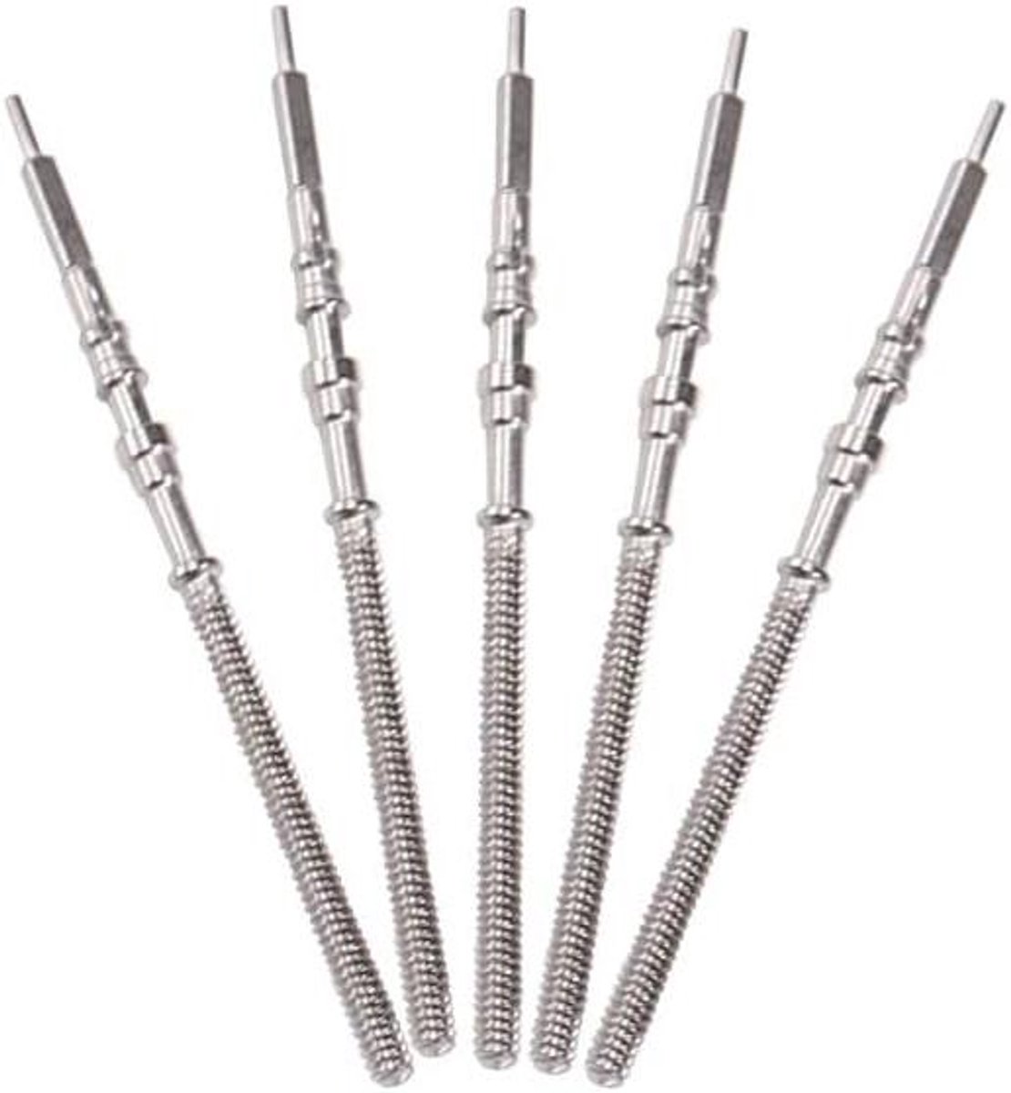 Horloge Kroon Set - Horloge Onderdelen - Horloge Reparatie - Roestvrij Staal - 5 Stuks - Zilver