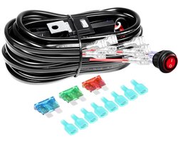 Kabelboom Relais Set - Bedradingsharnas Werklamp - Extra Verlichting Monteren - Met Verlichte Schakelaar - 10ft DC 12V 40A - Zwart