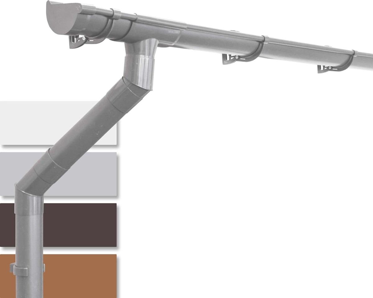 Dakgootset PVC - Regengoot set - Dakwater afvoeren - Half rond NW125 - 8 meter - Grijs