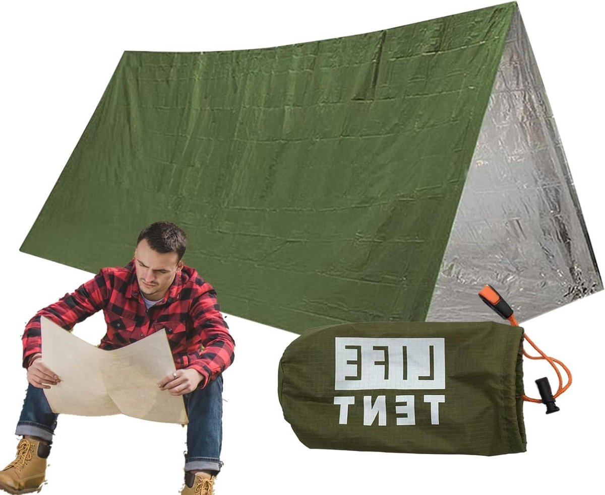 Levens Reddings Tent - Nood Shelter - Outdoor Overleven - Thermische Reflectie - Compact Formaat - Groen