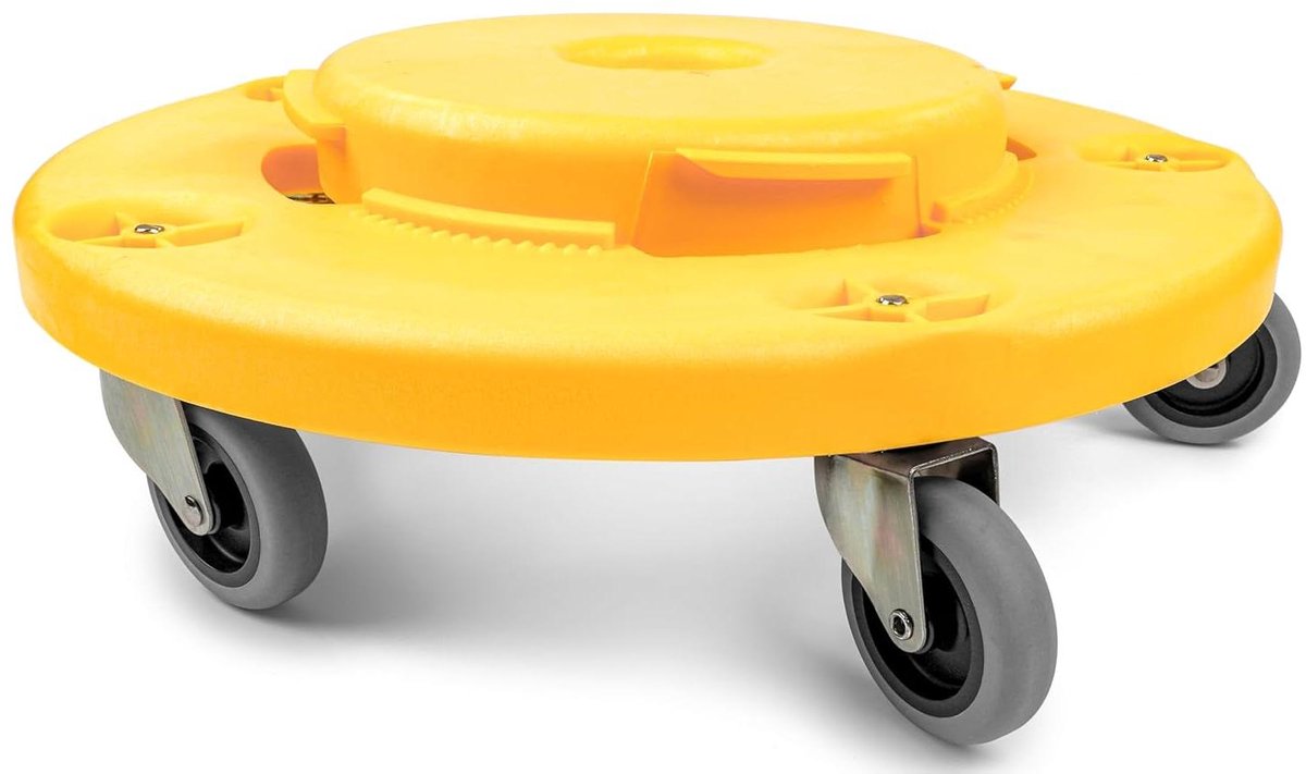 Prullenbak Dolly - Vuilnisbakkar - Afvalbakken Verplaatsen - Vijf Zwenkwielen - 18 inch basis - Geel