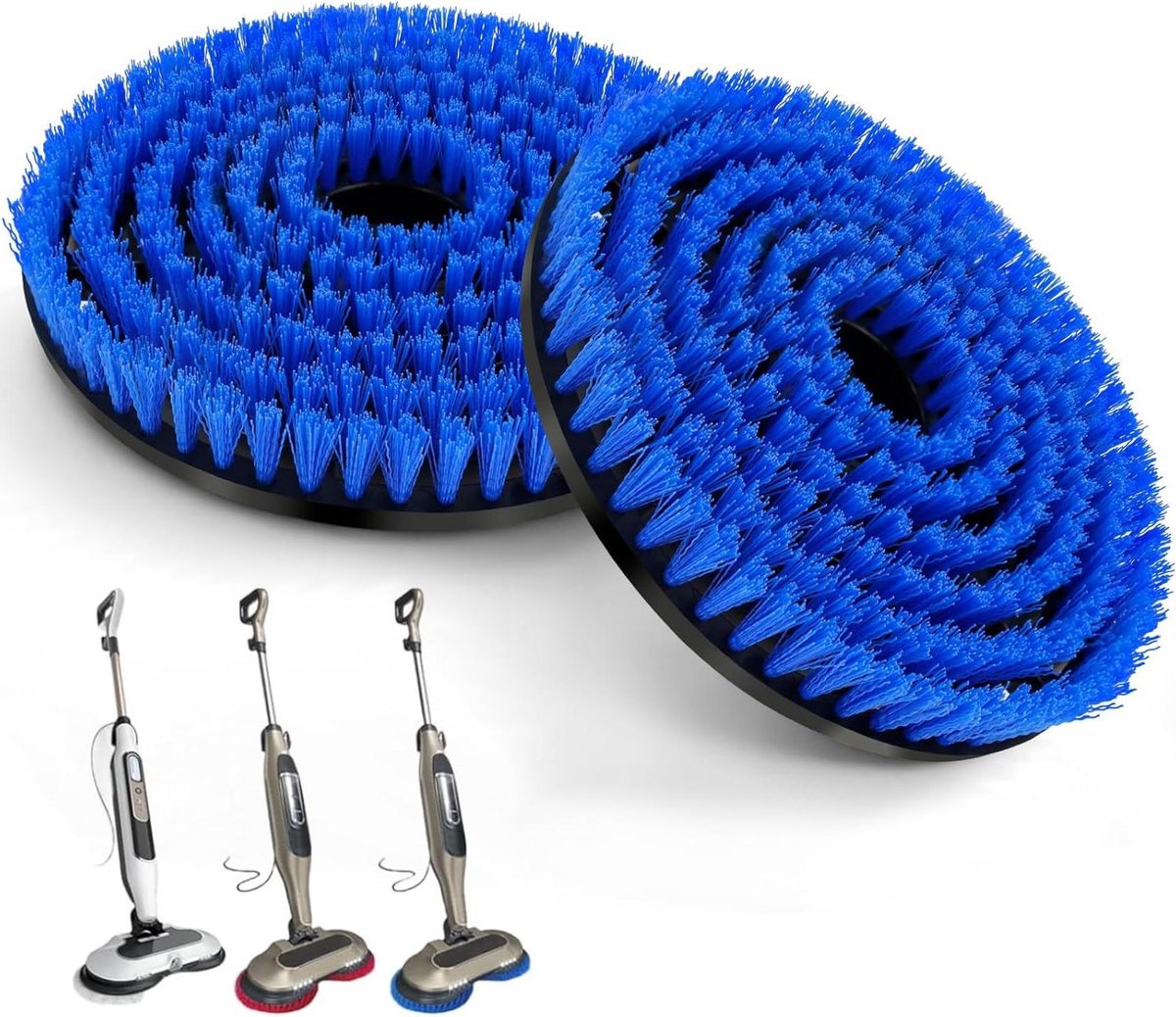 Stoommop Opzetstukken - Vervangende Borstelkoppen - Harde Vloeren Reinigen - Slijtvaste Nylon Borstelharen - 2 stuks - Blauw