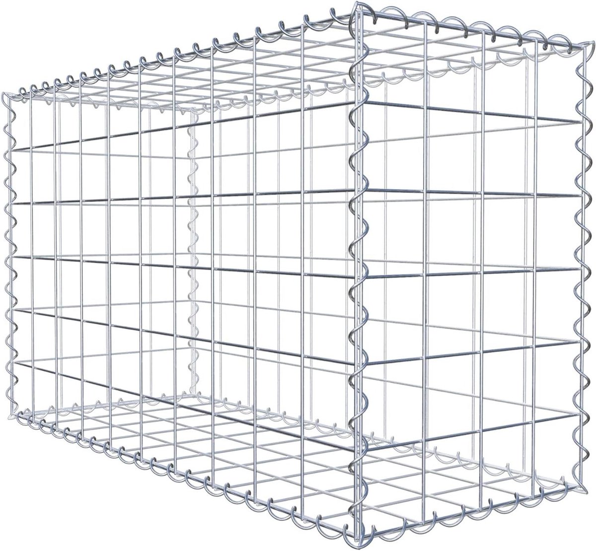Steenkorf Hoekig - Schanskorf Tuin - Tuin Afscheiding - Galvanisch Verzinkt - 100x60x40 cm - Zilverkleurig