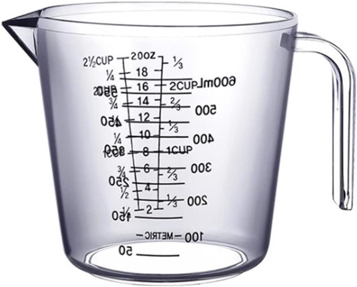 Maatbeker Plastic - Maatglas Mengbeker - Nauwkeurig Meten - V-vormige Tuit - 600 ml - Decoratie