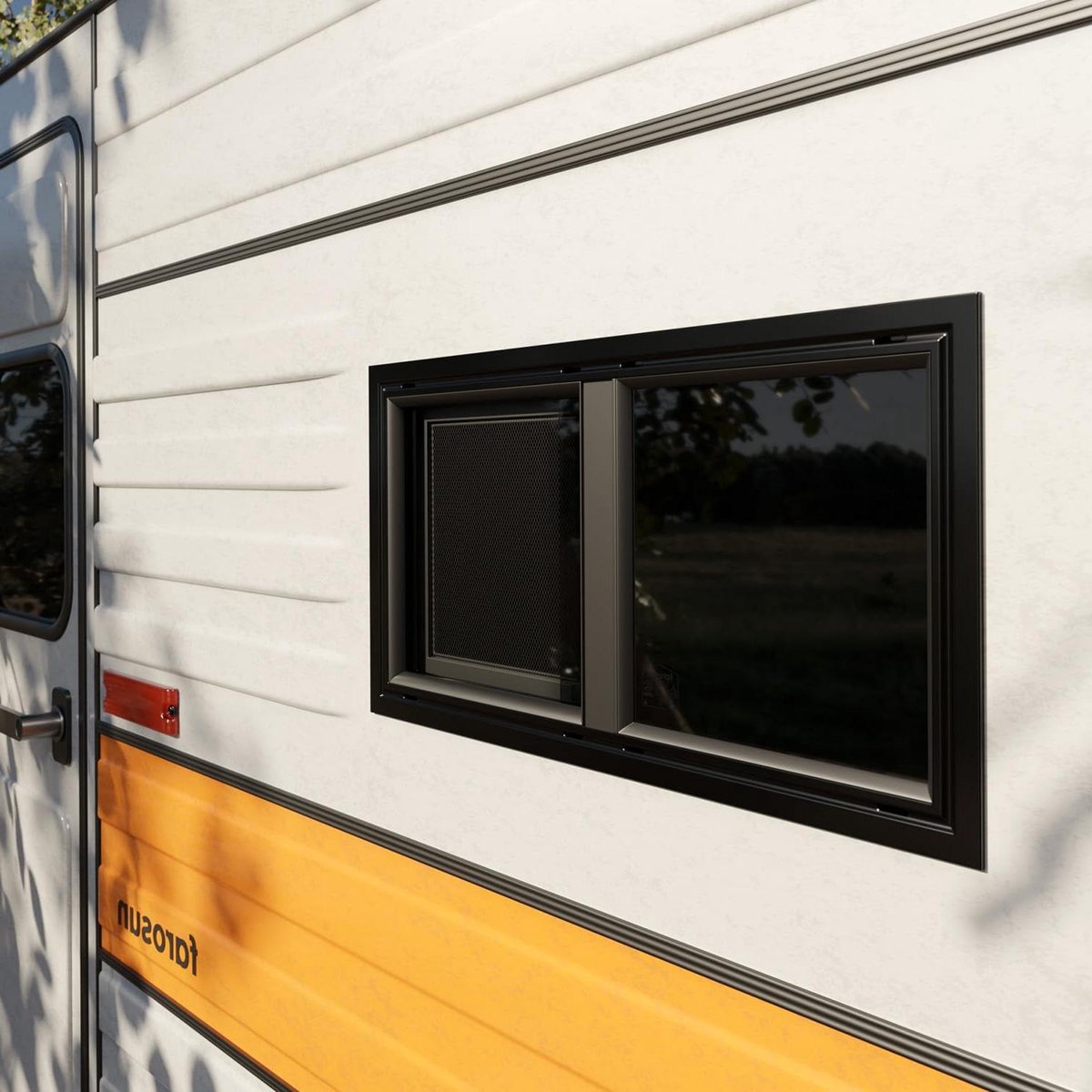 Caravanraam Schuifraam - Camperraam Zijraam - Ventilatie en Veiligheid - Geïntegreerd Vliegengaas - 55 x 26 cm - Getint