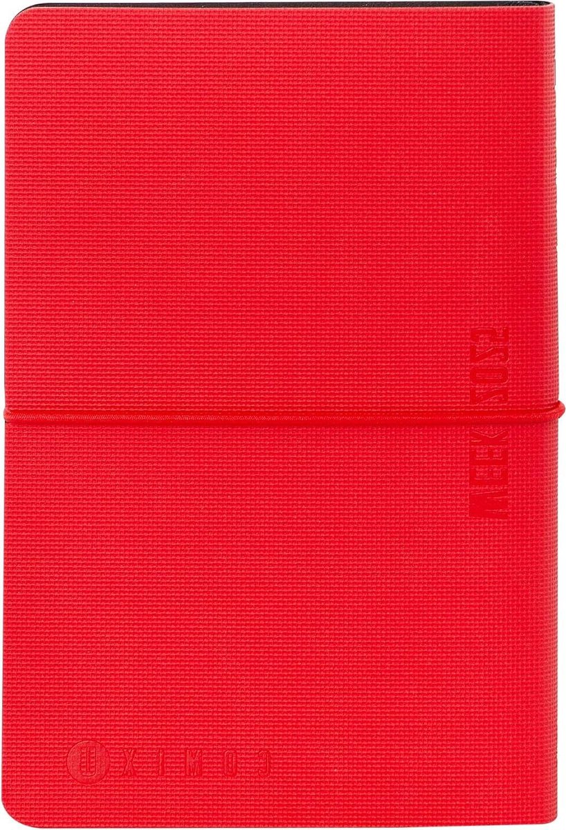 Weekkalender 2025 - Agenda Planner - Dagelijkse Planning - Met Citaten en Grappen - 118 x 18 cm - Rood