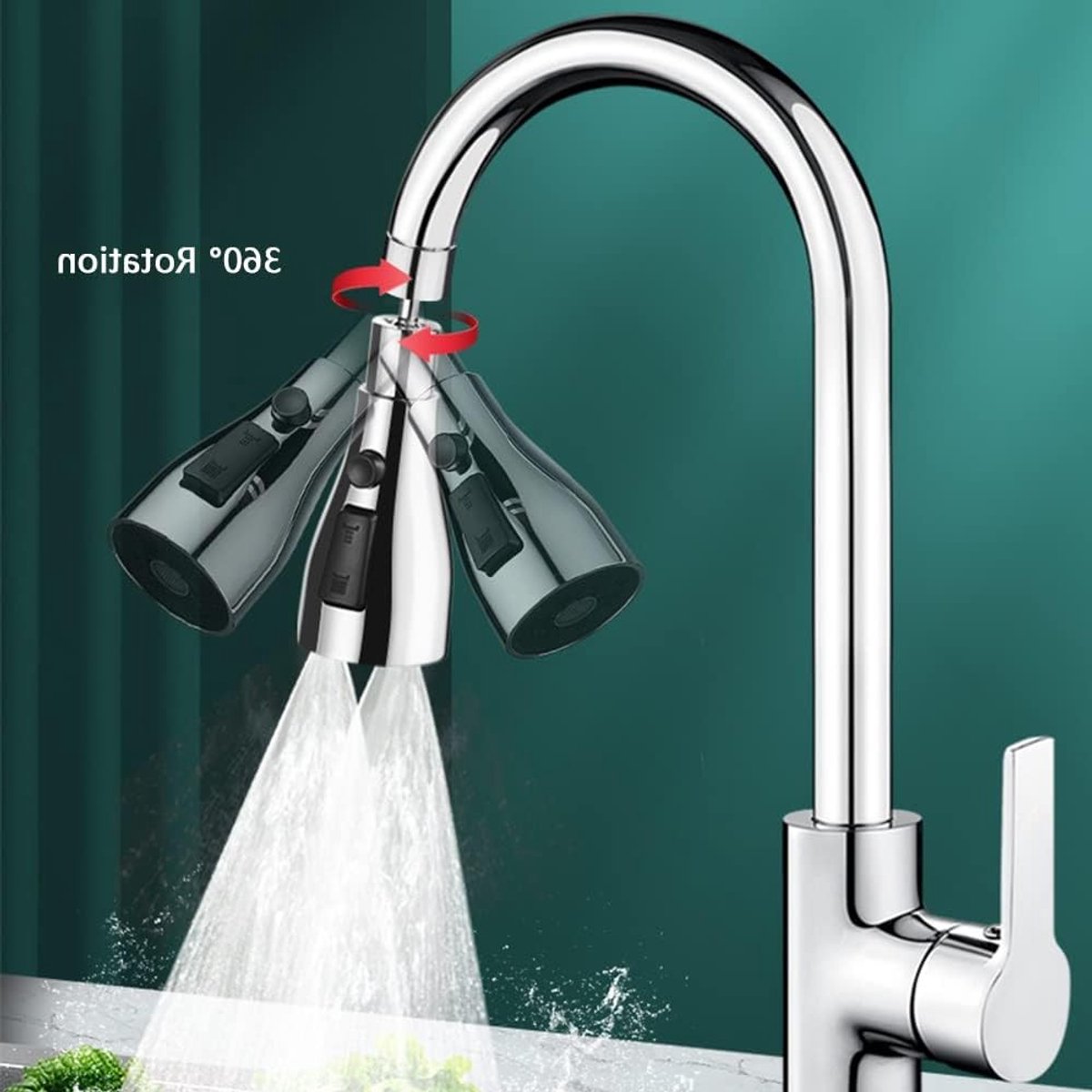 Verstelbare Keukenkraan Spraykop met 360° Draaibare Uitloop, 3 Modi voor Efficiënte Waterstroom en Gemakkelijk Gebruik in de Keuken