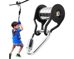 Zipline Katrol Kit - Kabelglijbaan Touw - Buiten Spelen - Soepel Glijden - 200 kg Draagvermogen - Zilver