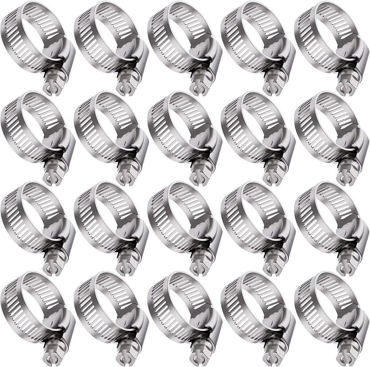 20 Stuks RVS Verstelbare Slangklemmen 6-12mm, Bandbreedte 8mm, Sterke Roestbestendige Klemmen voor Waterleidingen, Brandstofleidingen en Auto-accessoires