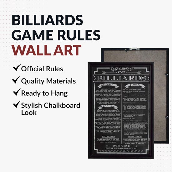 Biljart Regelbord - Spel Instructies - Decoratie Spelruimte - Stijlvol Houten Frame - 183 x 122 cm - Zwart van Merkloos — afbeelding 5