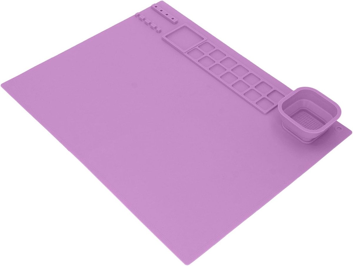 Creatieve Silicone Schildermat voor Peuters - DIY Schilderen, Schrijven en Bakken met Vloermat en Kunstaccessoires (Paars)