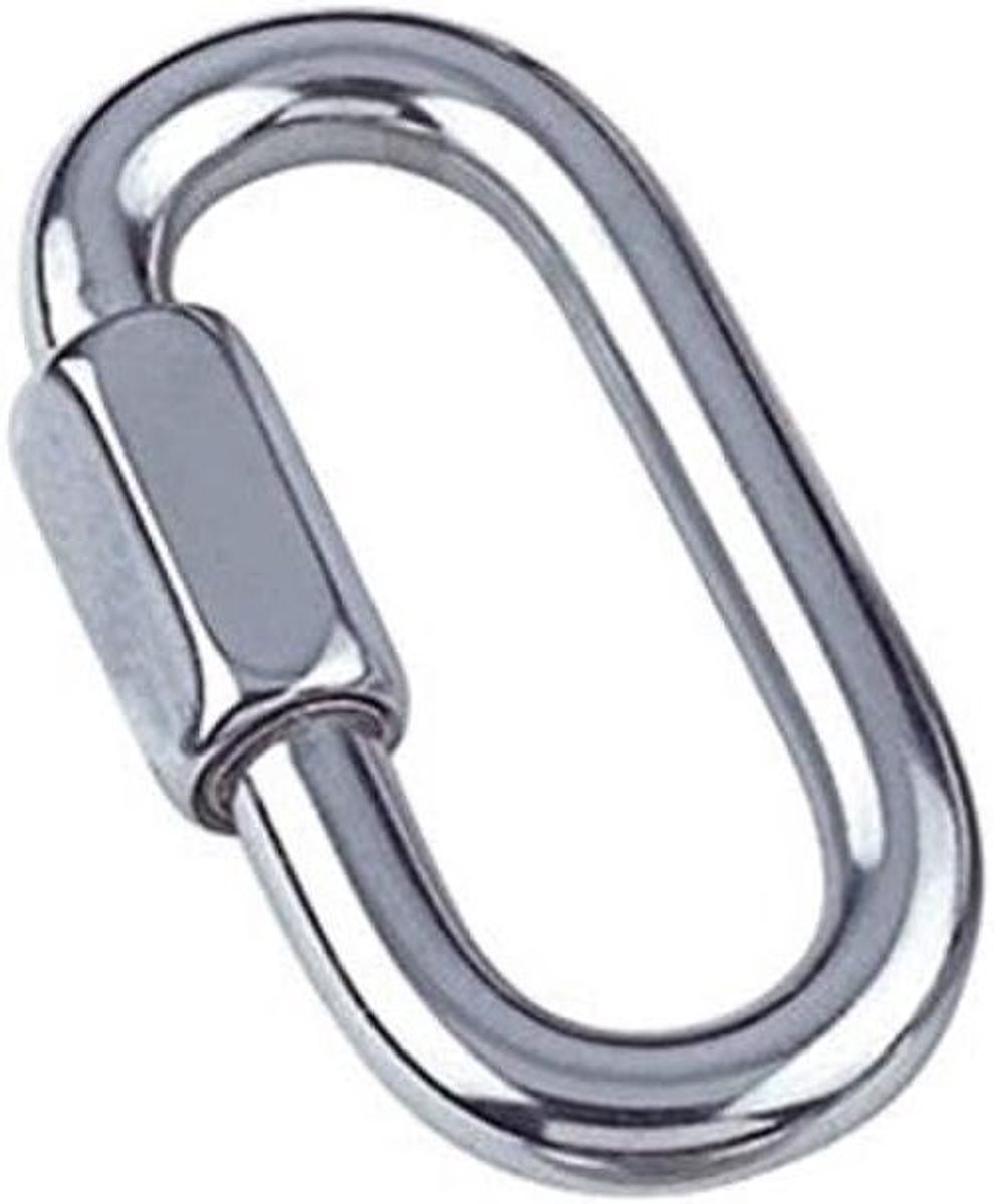 Karabijnhaak - Quick Link - Bevestigen van objecten - 316 RVS Materiaal - M5 - Zilver