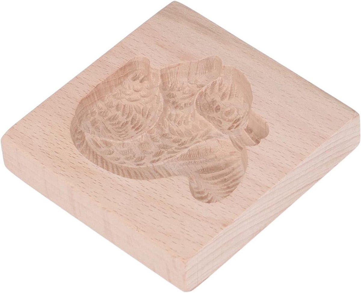 Houten Koekjespers met Eekhoorn Motief - Herbruikbare en Wasbare Koekjesmal voor de Keuken, Perfect voor Bakken en Decoreren