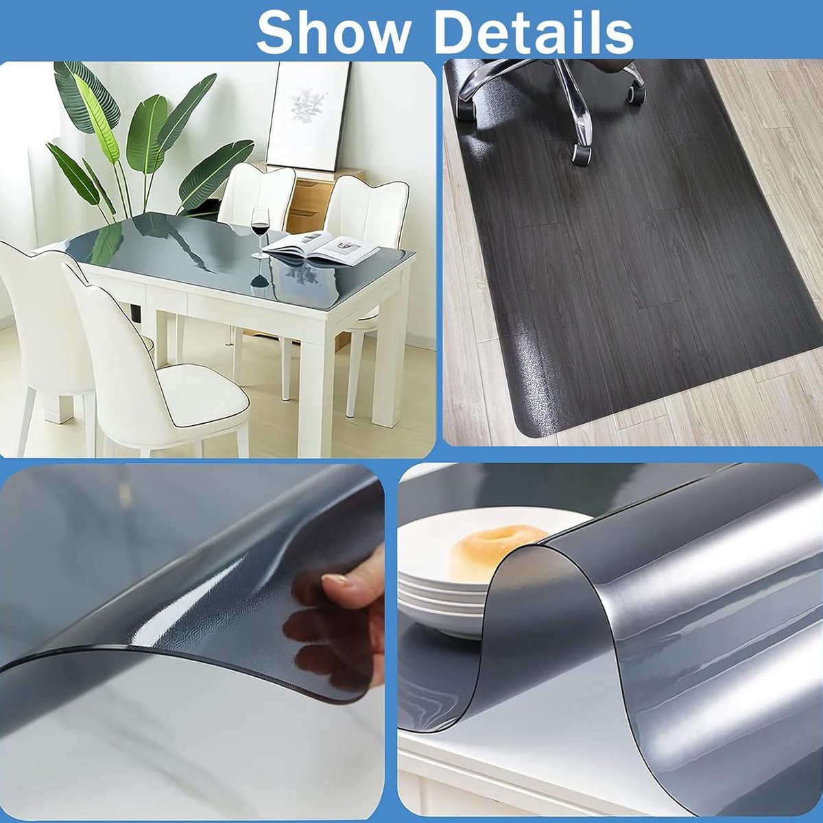 Doorzichtige Tafelhoes - Tafelbeschermer PVC - Tafel Beschermen - 1.5 mm Dik - 100x140 cm - Mat Zwart