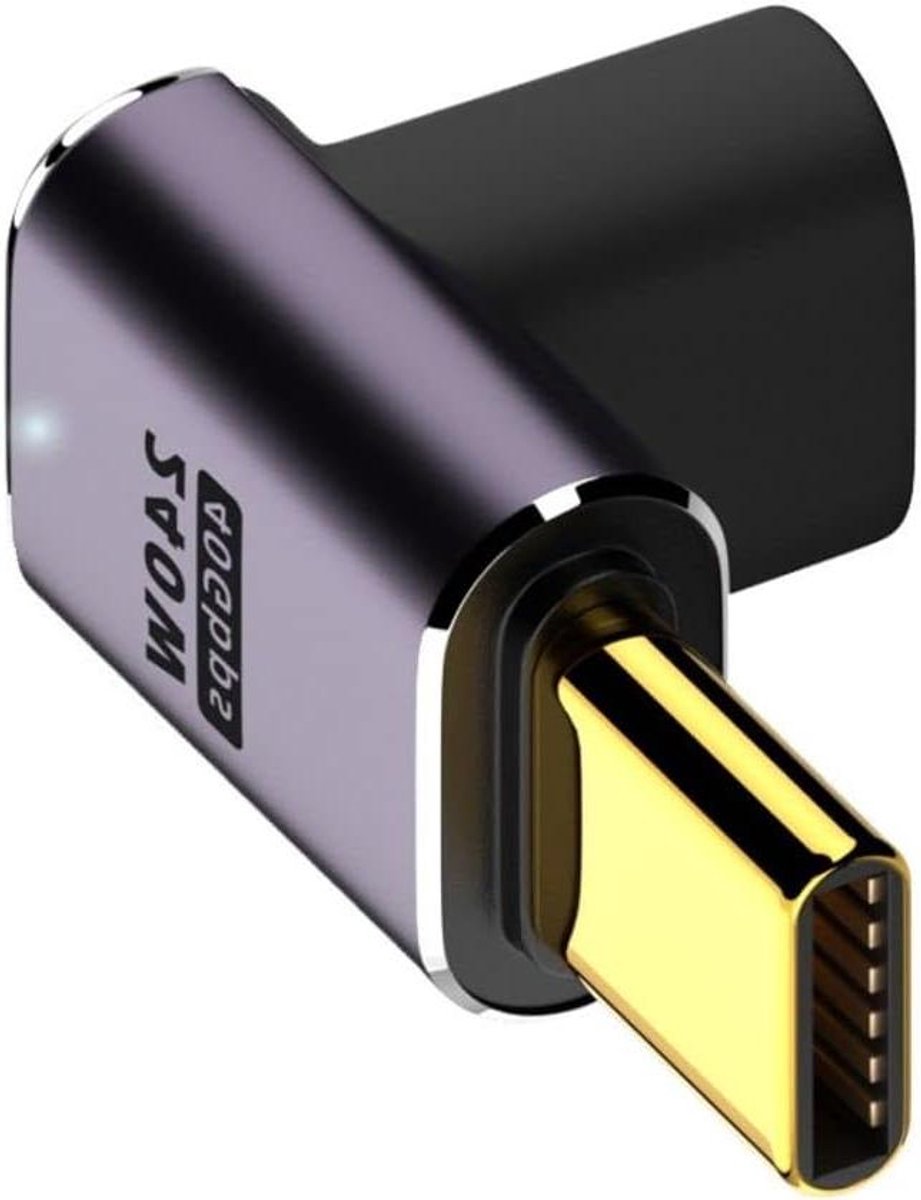 USB-C Adapter - Type C Plug - Data Overdracht - 90 Graden Hoek - 240W - Zwart