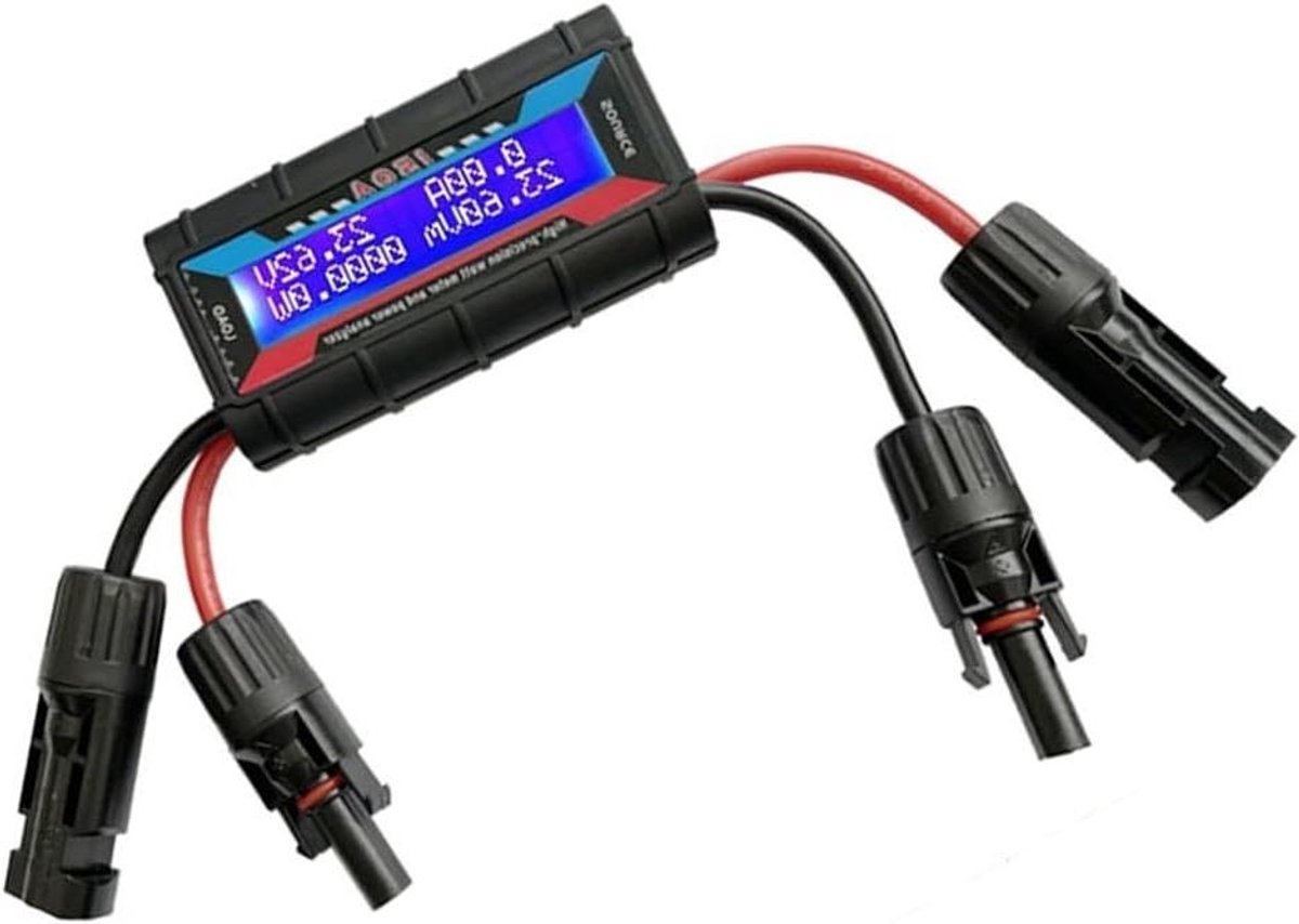 Power Analyzer Wattmeter - Spanningsmeter Stroommeter - Zonne-energie Meten - Hoge Nauwkeurigheid 0.01A - 200A 60V - Zwart