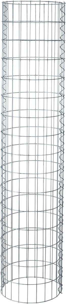Schanskorf Zuil - Steenkorf Kolom - Tuin Decoratie - Puntgelast Draadgaas - Ø35 cm H:160 cm - Zilver