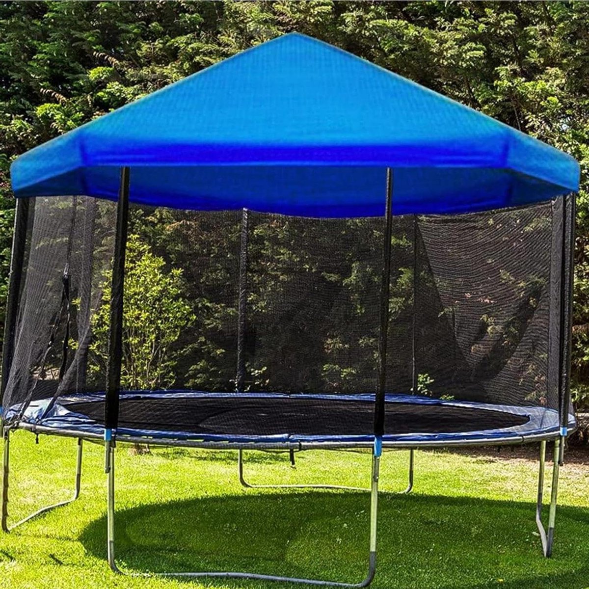 Trampoline zonnescherm - Trampoline overkapping zonnezeil - Trampoline beschermen - UV-bestendig en waterdicht - Ø 183-488 cm - Zwart