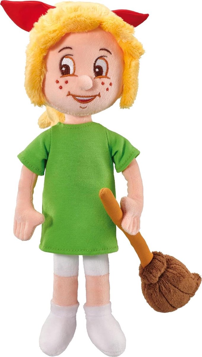 Pluche Bibi Blocksberg - Zachte poppen - Knuffelen en spelen - Met bezem - 33 cm - Meerkleurig