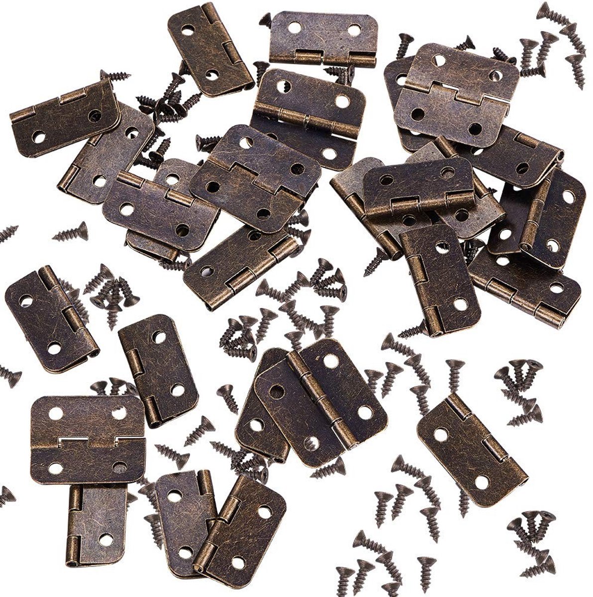 VT Goods - Mini Scharnieren - 50 Set - Eenvoudig te installeren - Antiek brons - Houten kast - Metaal - Geschikt voor sieradenkist