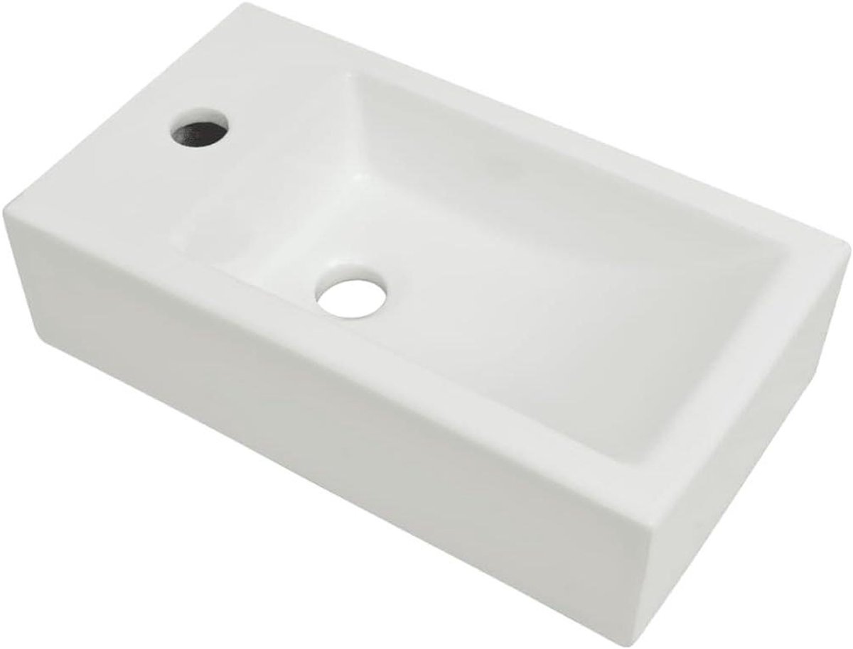 Wastafel Keramiek - Badkamermeubel Spoelbak - Badkamer Inrichting - Elegante Rechthoekige Vorm - Niet Gespecificeerd - Wit
