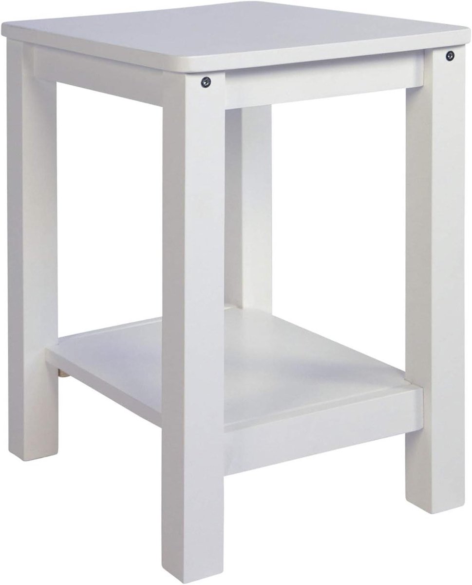 Bijzettafel Hout - Kleine Tafel - Woonkamer Decoratie - Moderne Houtlook - Klein Rechthoekig - Wit
