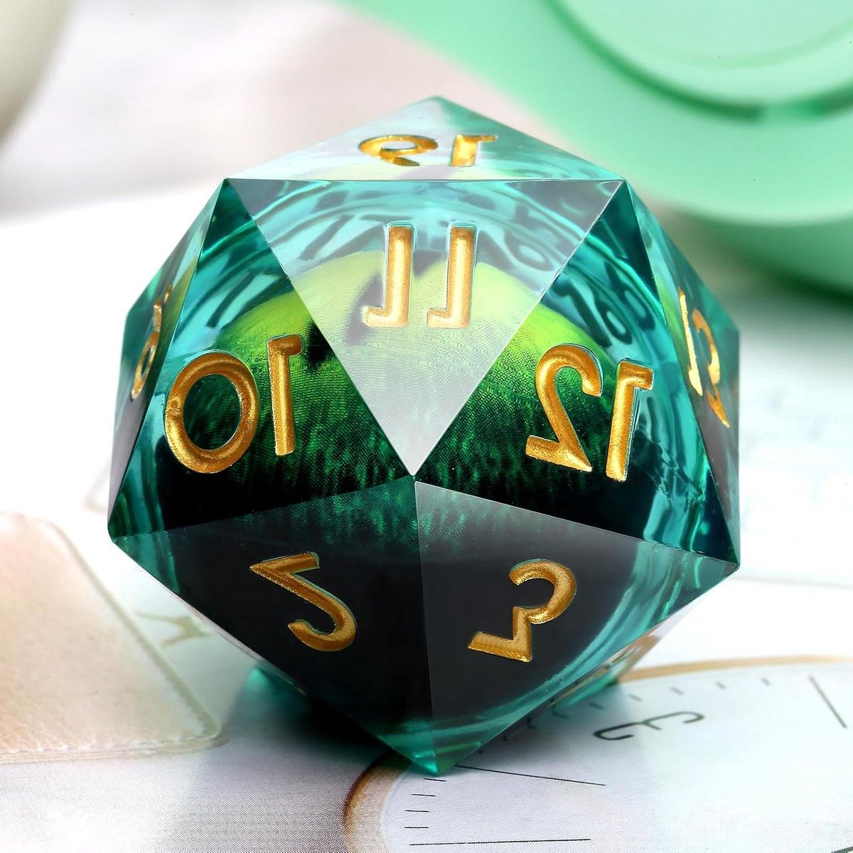 Dobbelstenen D20 - Dobbelsteen Set - Tabletop Rollenspellen - Liquid Core Design - 33 mm - Groen
