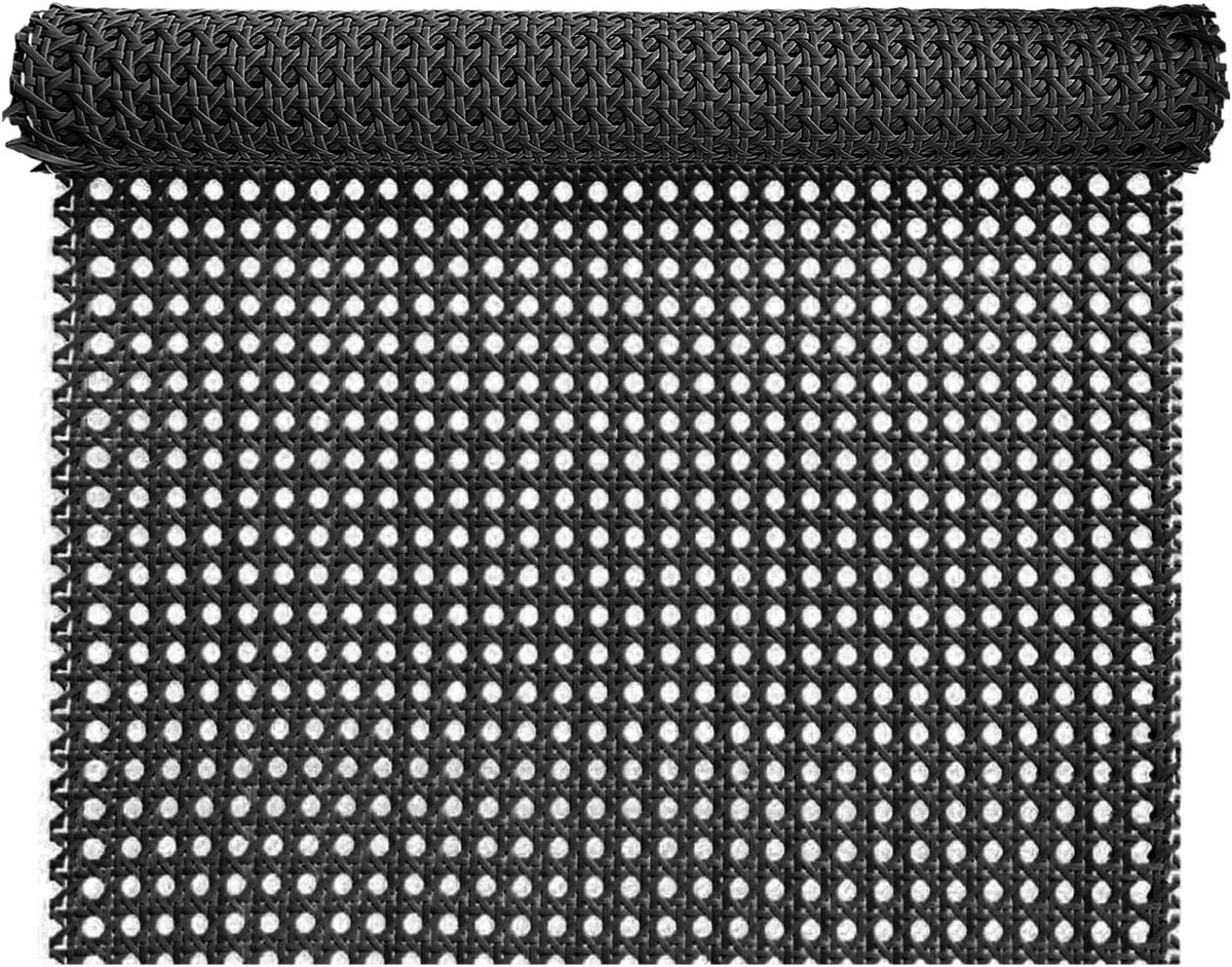 Rotanrol Zwart - Rietweefsel Kunststof - Meubels Repareren - Waterdicht Slijtvast - 40 cm x 100 cm - Zwart