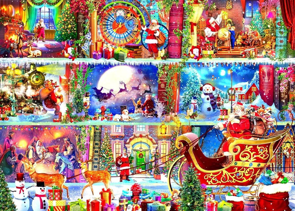 Legpuzzel Kerstman - Kerstpuzzel Volwassenen - Ontspannend Tijdverdrijf - Anti Glare Soft Touch - 1000 Stukjes - Kleurrijk