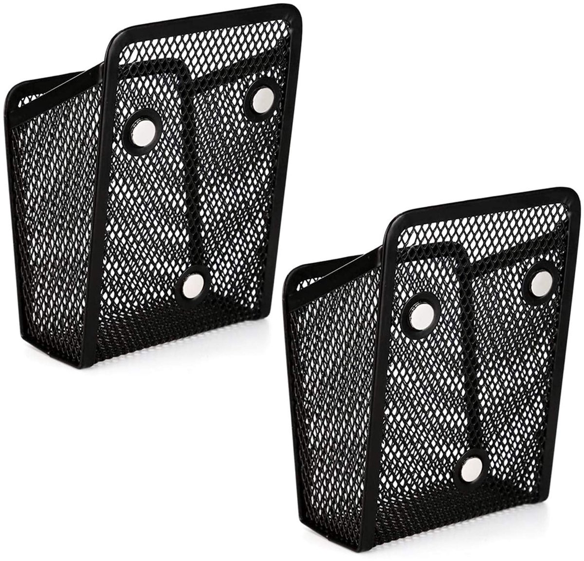 carmdering - Magnetische Opbergmand - Metalen Mesh Bureau Organizer met Magneten - Voor Kantoorartikelen, Pennen, Locker Accessoires, Whiteboard en Koelkast - Set van 2